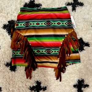 Serape fringe skirt size small western Aztec